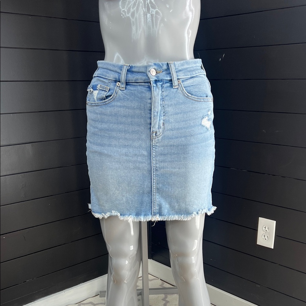 American Eagle Distressed Stretch Denim Jean Skirt